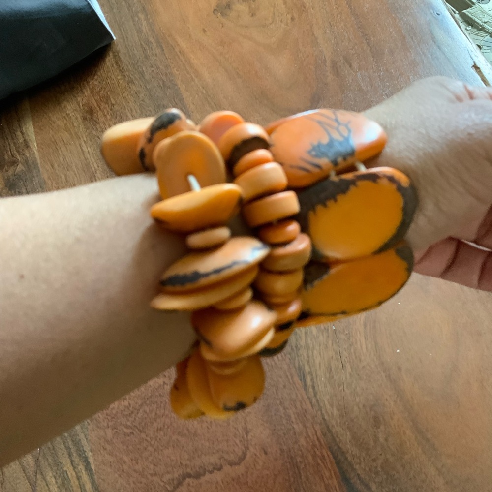 Vintage Bundle 3 HandCrafted Organic Tagua Nut Stretch Bracelets - Picture 4 of 5